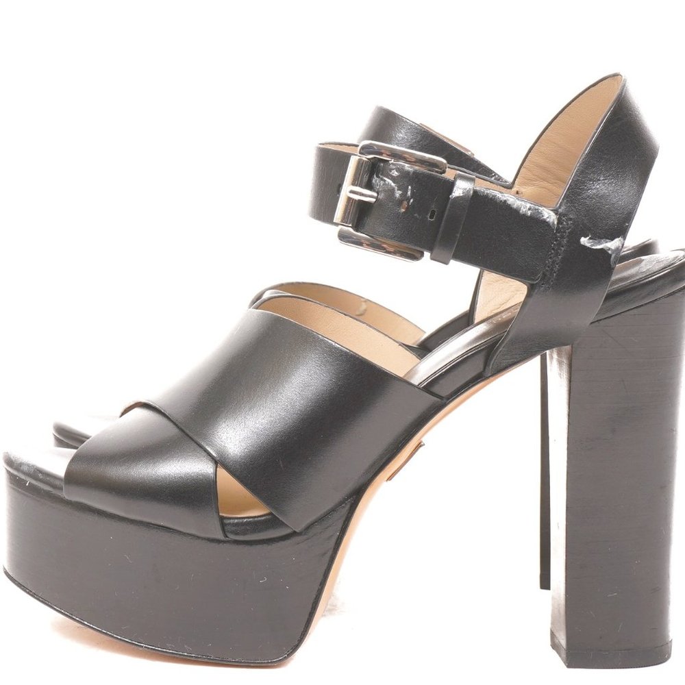 MICHAEL KORS COLLECTION LEATHER PLATFORM SANDALS